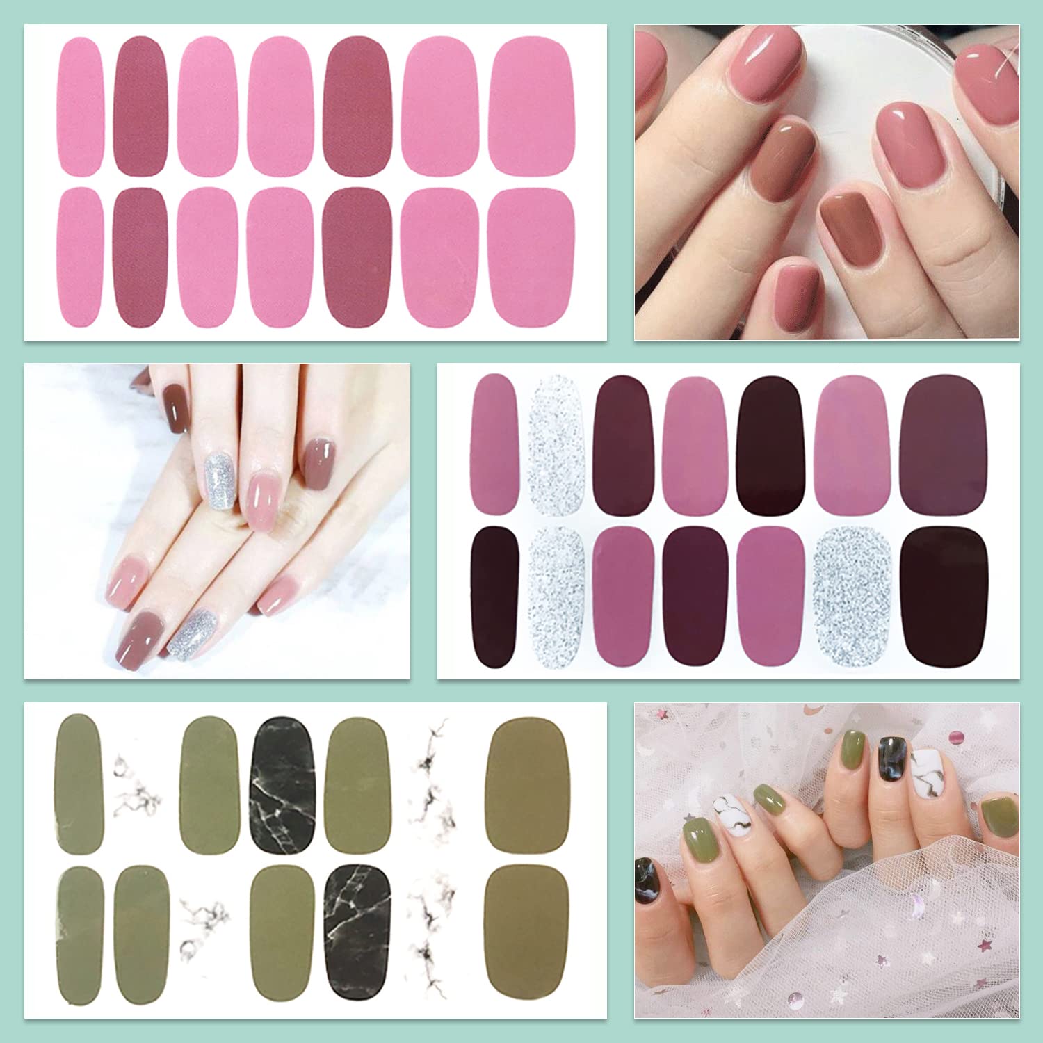 WOKOTO 20 Sheets Moon & Stars Nail Polish Strips - Gradient Nail Stickers, Full Nail Wraps for Women, Gel Nail Strips with Real Polish Effect - Perfect for DIY Manicures, Parties & Special Occasions