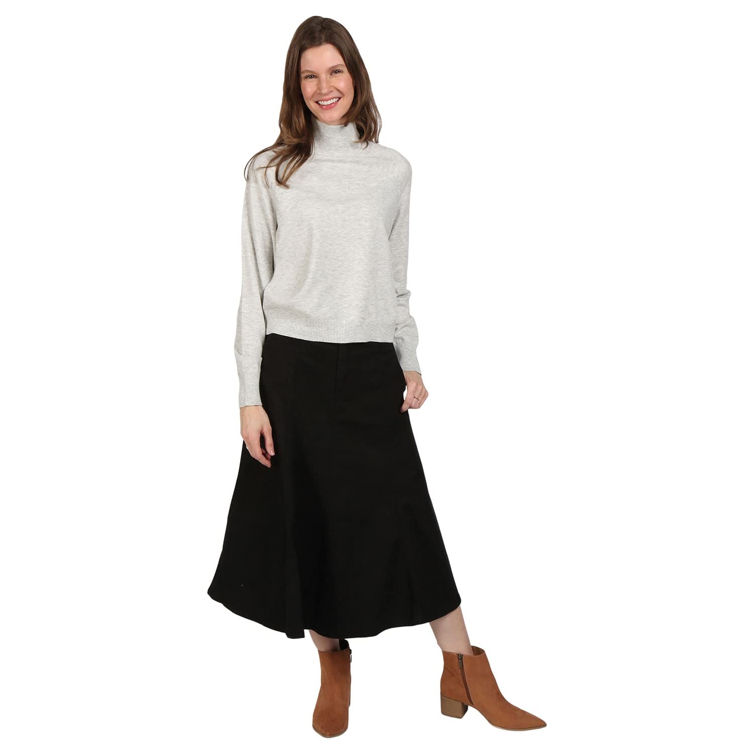 CATALOG CLASSICS Women's Long Denim Skirt - Blue High Waist Midi Jean Skirt for Women | Casual Outfit, Boho Style, Everyday Wear