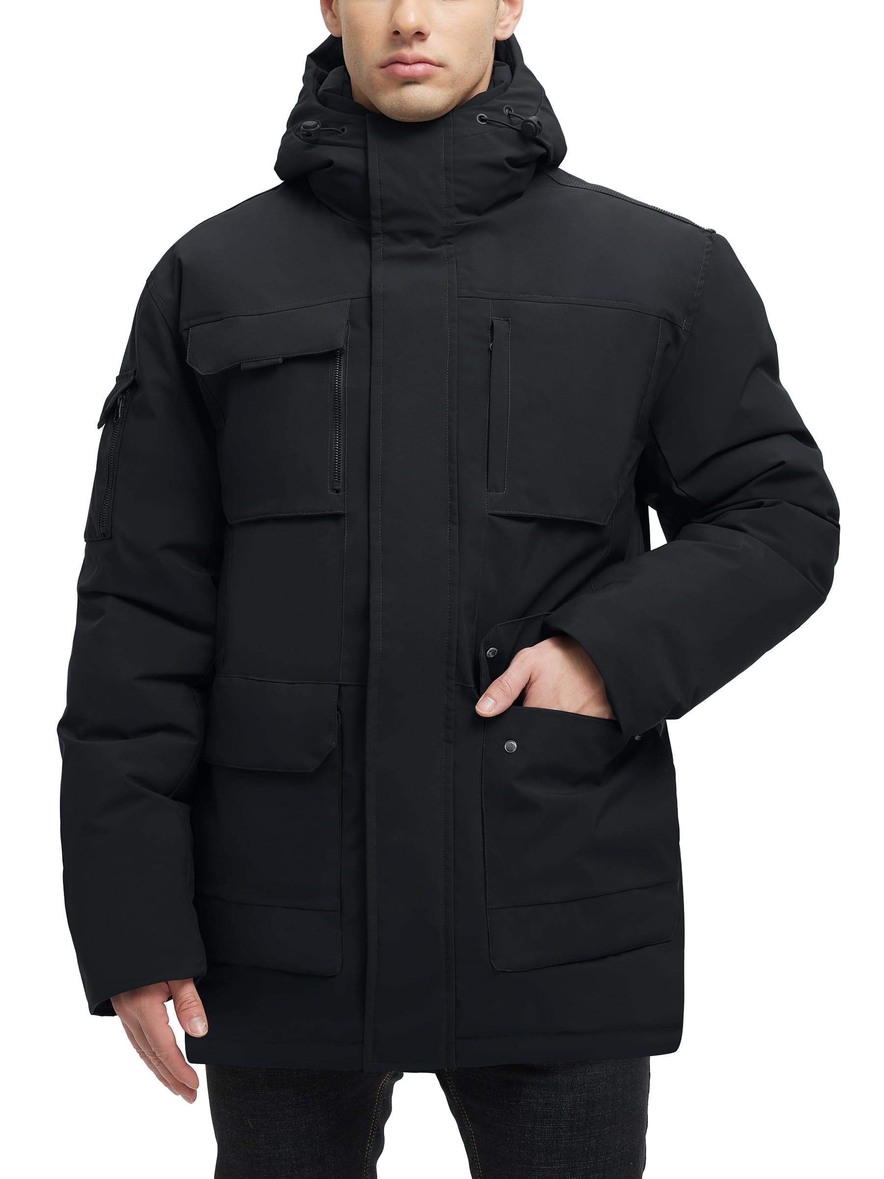 **Men's Waterproof Winter Coats with Hood - Warm Padded Jacket & Windbreaker for Outdoor Activities, Hiking, and Snow Sports**