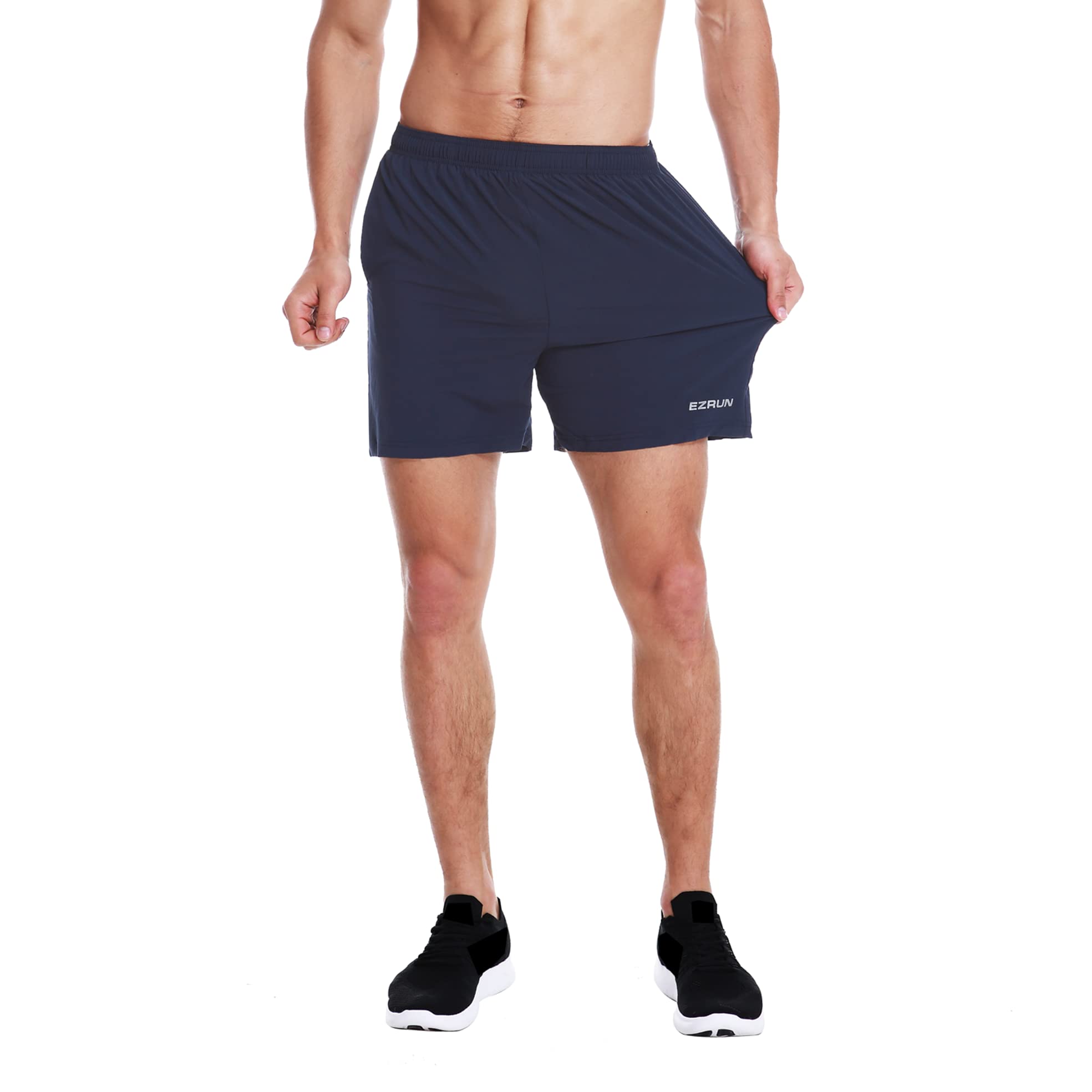EZRUN Men's 5 Inch Quick Dry Running Shorts with Liner & Zipper Pockets - Lightweight Athletic Workout Shorts for Gym, Jogging, Hiking & Outdoor Sports