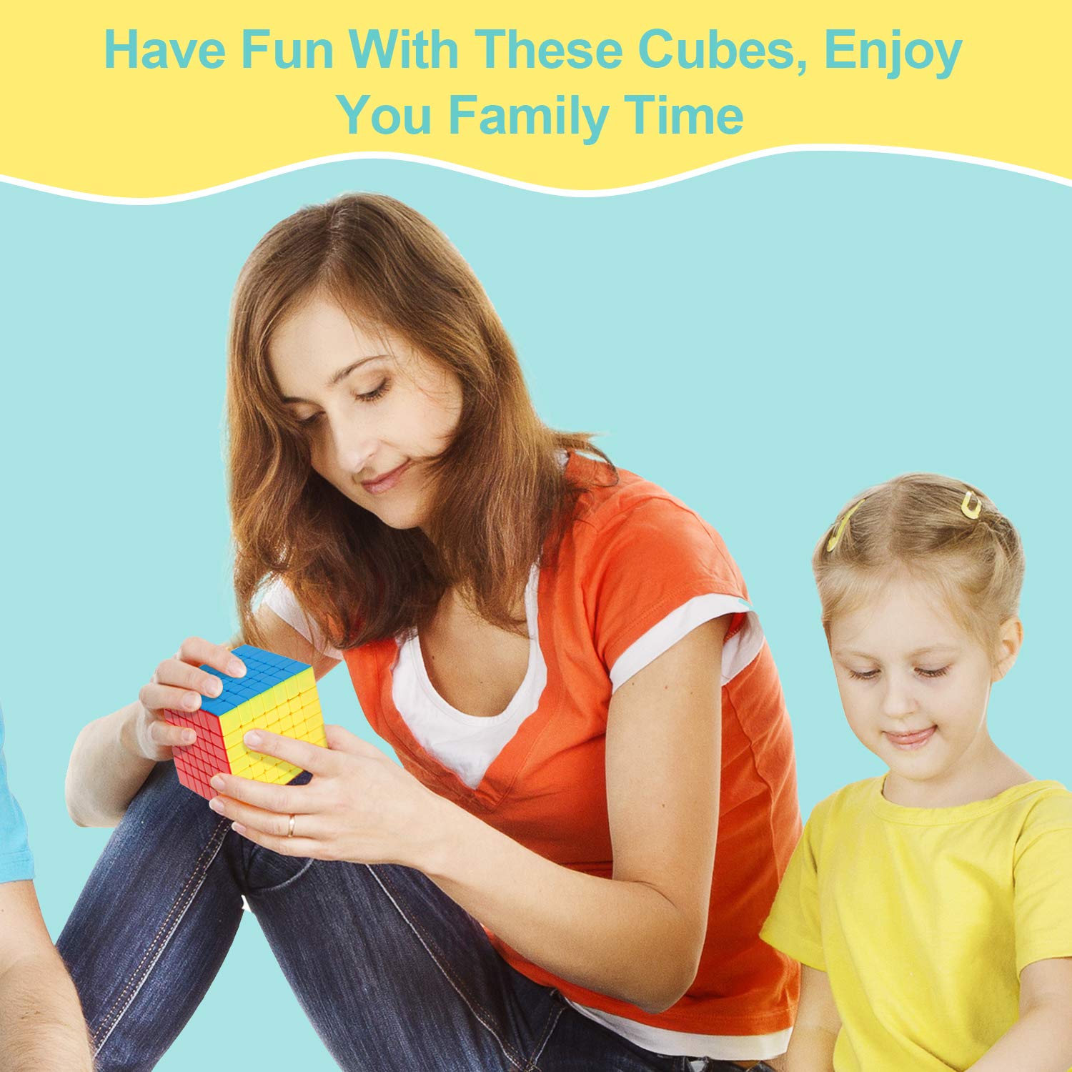 4x4 5x5 6x6 7x7 Stickerless Speed Cube Set - 4 Piece Professional Puzzle Collection for Adults & Kids - Perfect for Competitions, Brain Training & STEM Learning