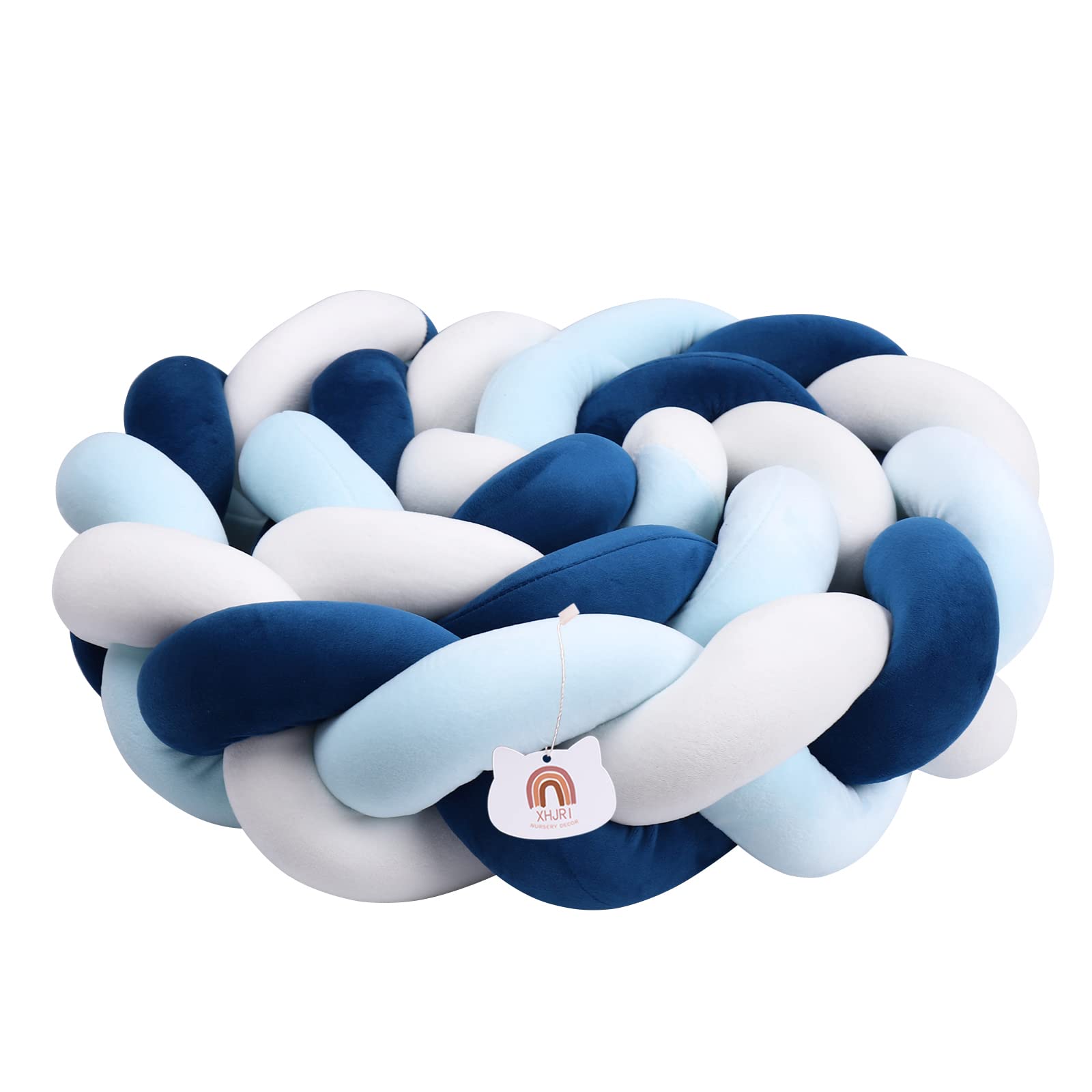 XHJRI Soft Cushion Knot Pillow - Navy Blue & White 78.7 Inch Plush Home Decor Pillow for Bed Gap Filling, Sofa & Furniture Decoration - Perfect Gift for Boys & Girls | Ideal for Living Room, Bedroom & Nursery Decor