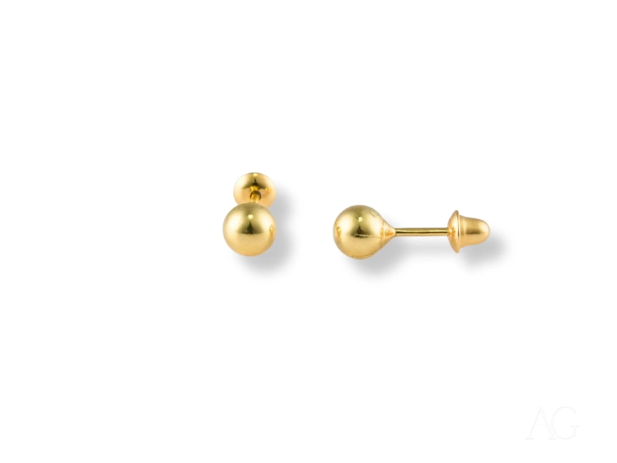 18K Gold Ball Stud Earrings - Classic Elegance Jewelry for Women, Perfect for Weddings, Parties & Everyday Wear