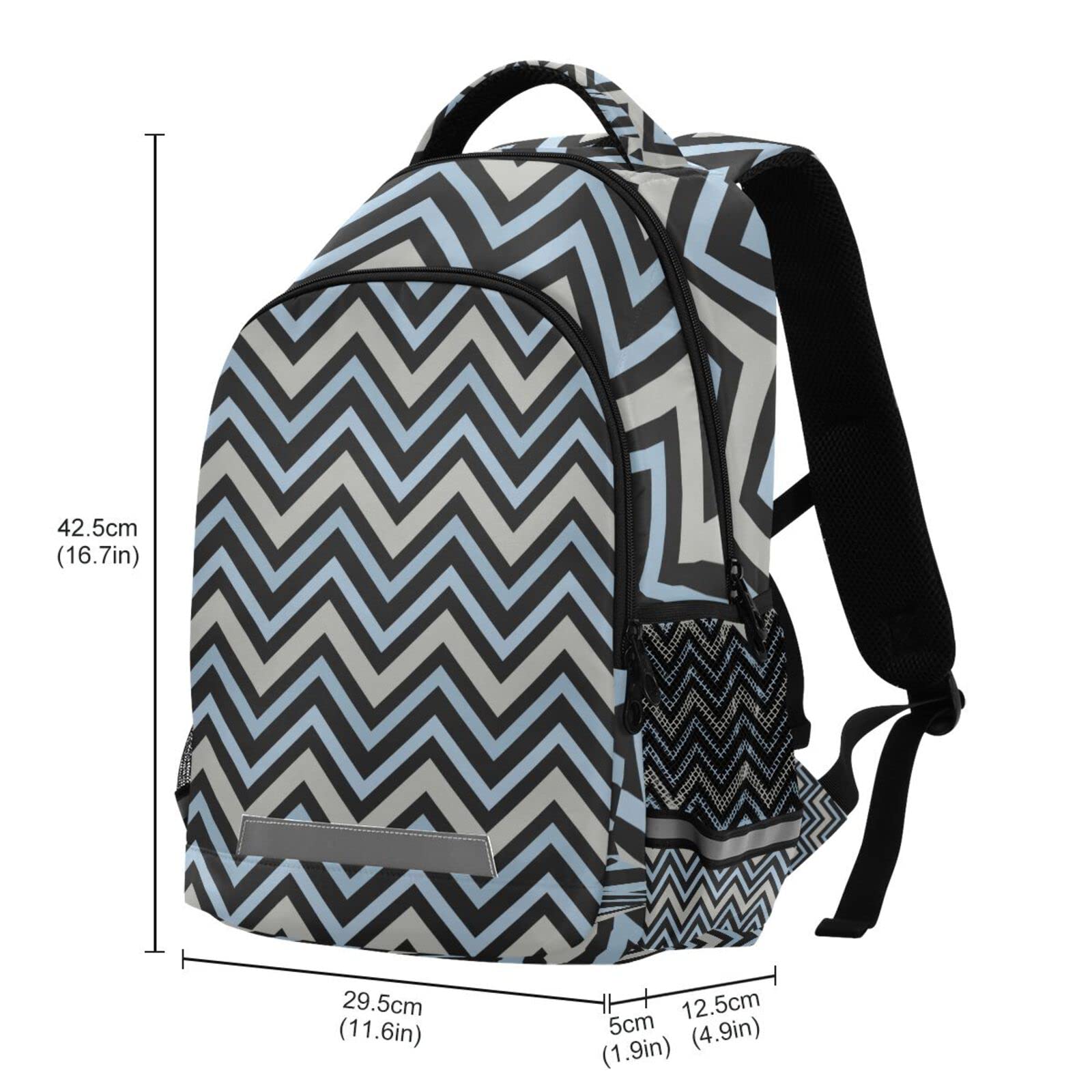 Acpiggto Geometric Striped Backpack - Stylish Blue Grey Daypack for Gym, Sports & Casual Use - Durable Shoulder Bag for Women & Men | Perfect for Travel, Work & School