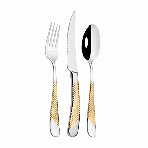 Premium 304 Stainless Steel Gold Silverware Set - 3-Piece Luxury Cutlery Set with Fork, Spoon & Knife for Elegant Dining, Wedding Gifts & Home Entertaining