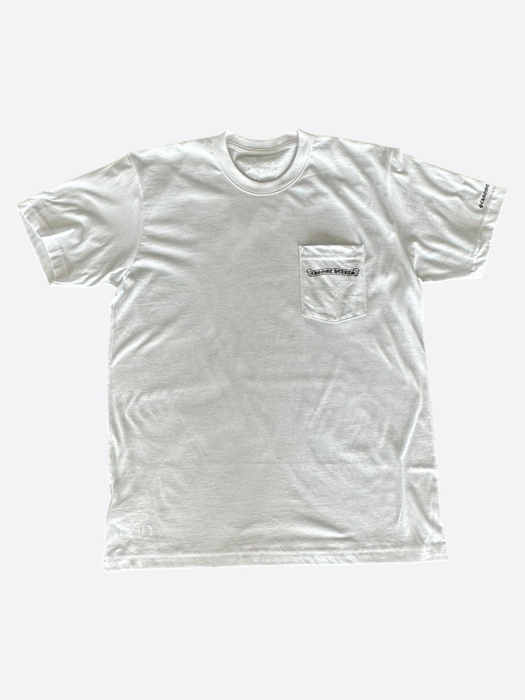 Chrome Hearts White & Black Scroll Logo T-Shirt for Men - Stylish Graphic Tee for Casual Wear & Street Fashion