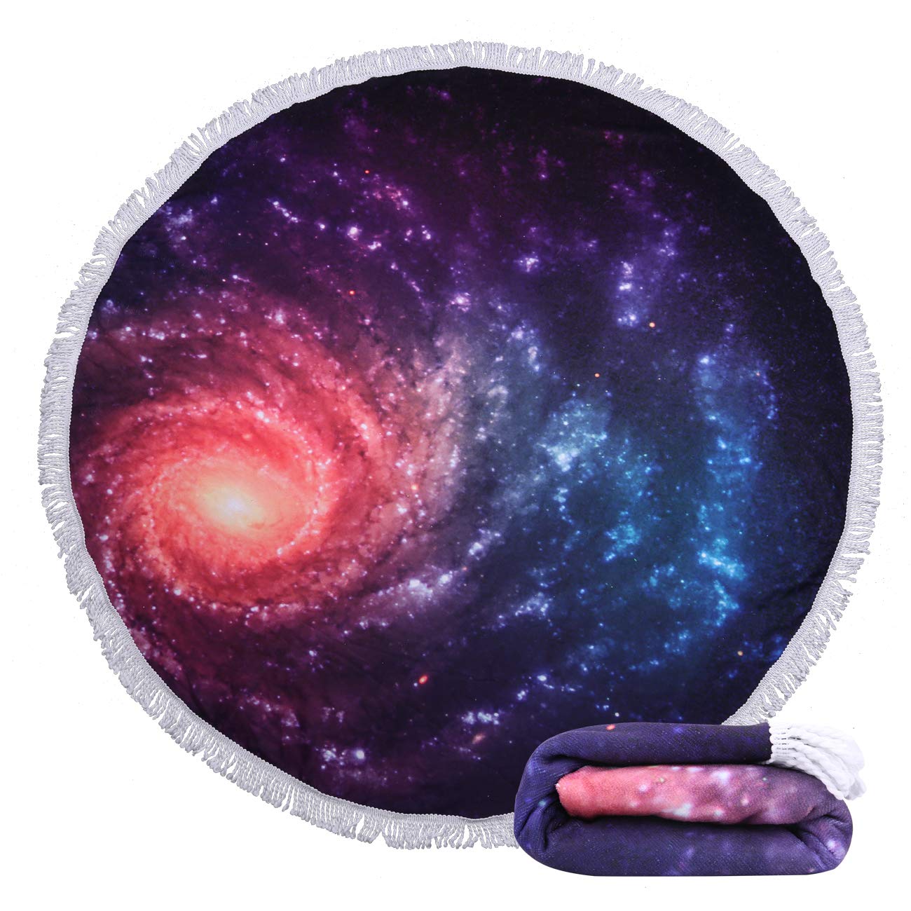 Violet Mist Purple Galaxy Round Beach Towel 60