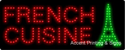 Vintage French Cuisine LED Neon Sign - Flashing & Animated Restaurant Decor - Energy Efficient Cafe Wall Art for Bistro, Bakery & Home Bar Decor