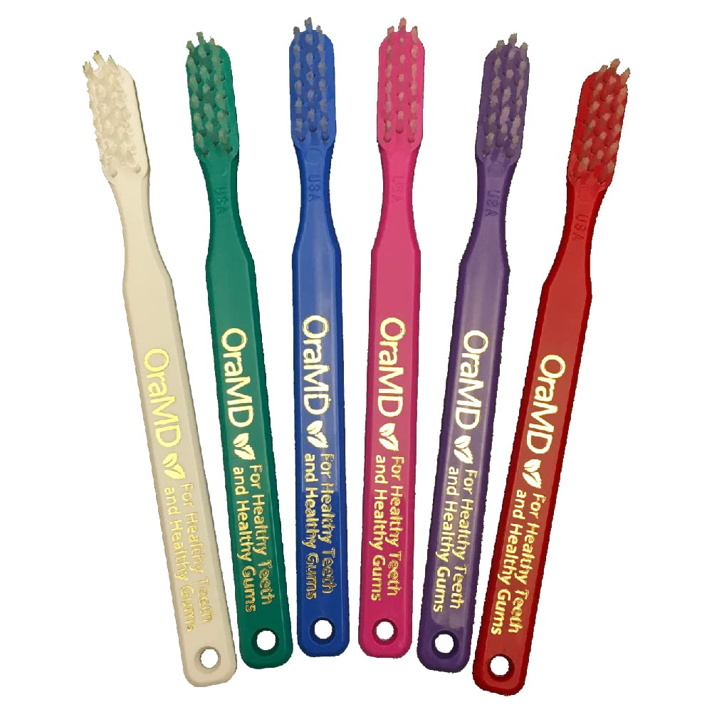 OraMD Soft Bristle Toothbrush for Sensitive Teeth & Gums - Gentle Nylon Bristles Adult Toothbrush - 6 Pack | Dentist-Recommended for Daily Oral Care, Travel & Family Use