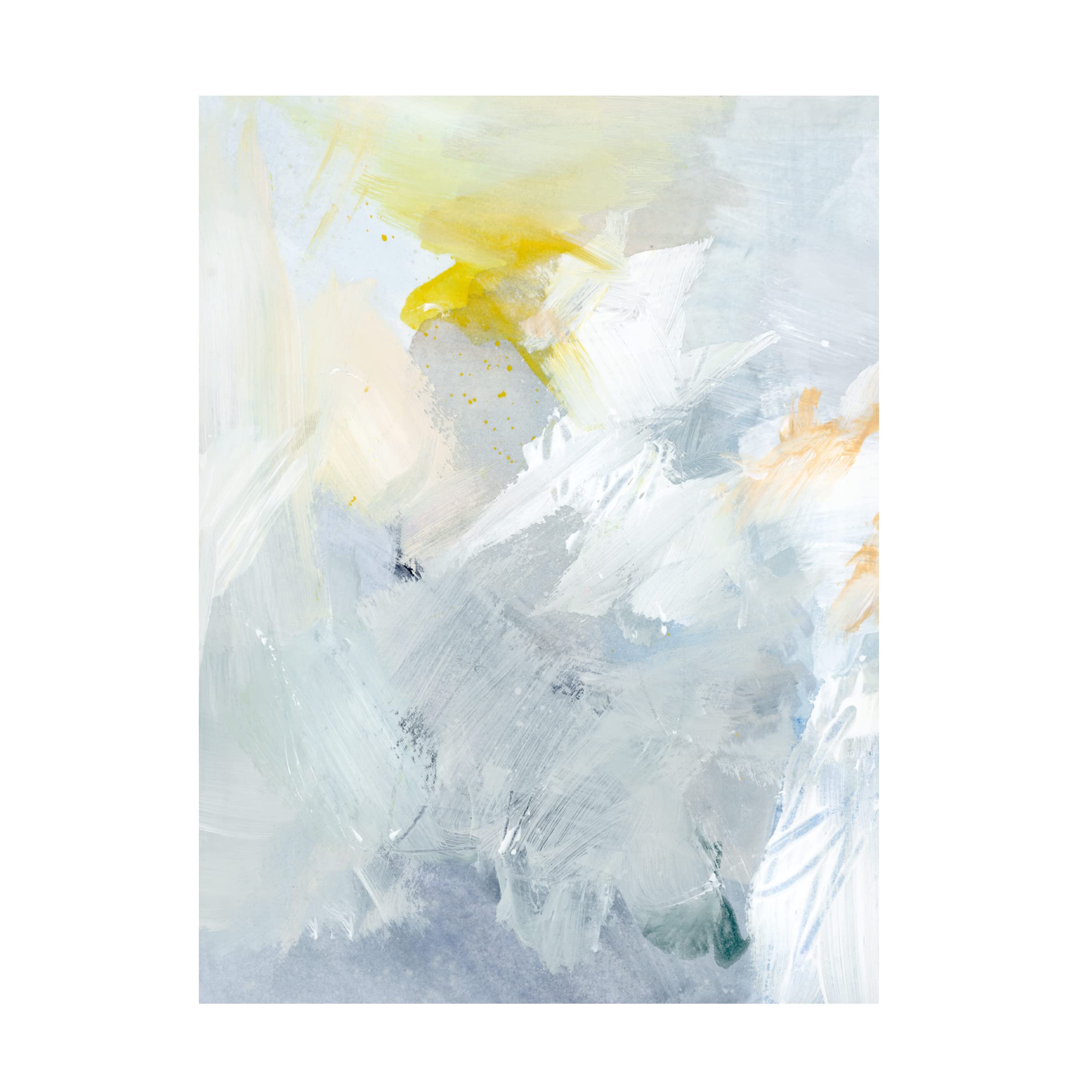 Victoria Barnes 'Canary And Sky II' Modern Canvas Wall Art - Handmade Floral Bird Painting for Living Room, Bedroom & Office Decor