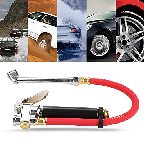 Portable Air Compressor Hose Kit - Handheld Car Tire Inflator with Pressure Gauge & Dual Chuck for Quick Tire Inflation - Perfect for Road Trips, Emergency Car Repairs, and Home Garage Use