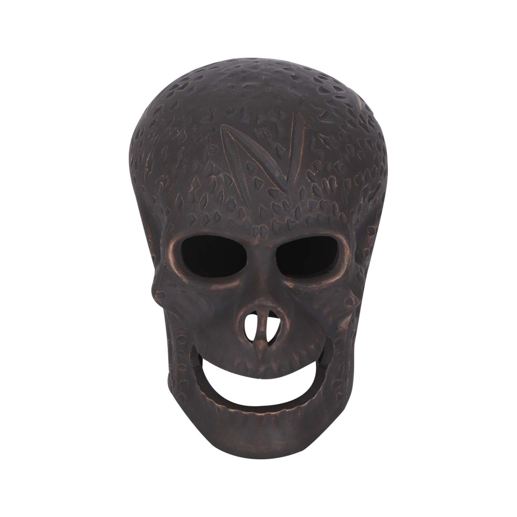 Halloween Fireproof Ceramic Skull Fire Pit - Imitation Human Skull Design for Bonfire, Fireplace & Outdoor Decor - Durable & Heat-Resistant Skeleton Head for Spooky Home & Garden Parties