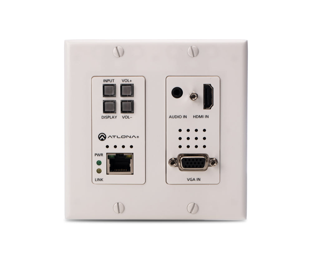 Atlona® AT-HDVS-200-TX-WP 2x1 HDMI & VGA Wall Plate Switcher with HDBaseT Output & Ethernet - Perfect for Conference Rooms, Classrooms & Digital Signage