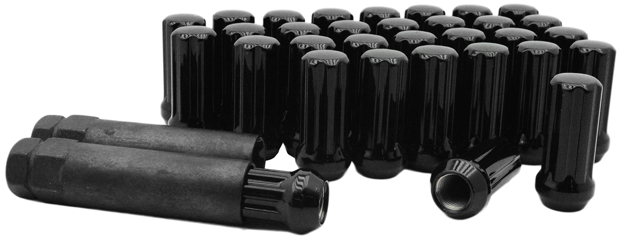 Venum 24pc Black Spline Lug Nuts 14x1.5 for Aftermarket Wheels - Fits Silverado & Sierra