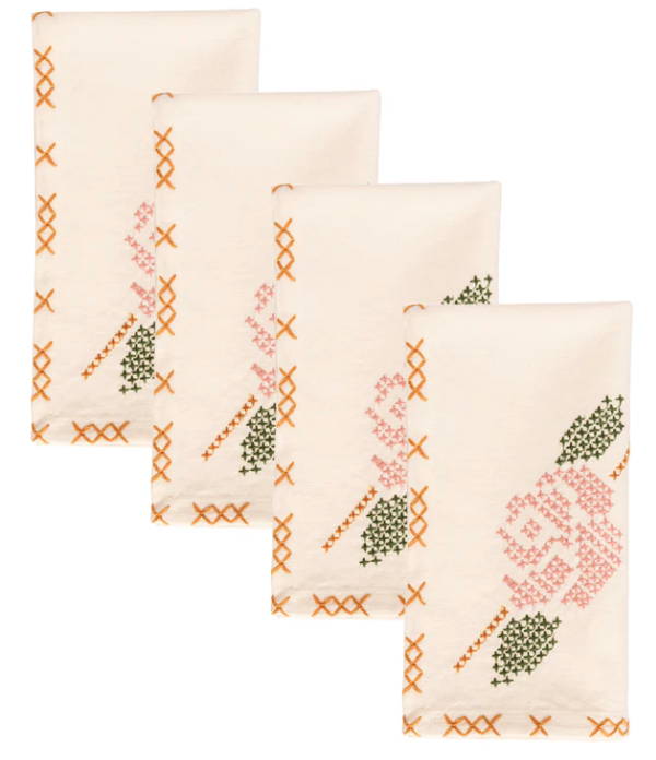 Elegant Rose Floral Tapestry Napkins Set of 4 - Premium Cotton Table Linens for Dinner Parties, Weddings & Home Decor