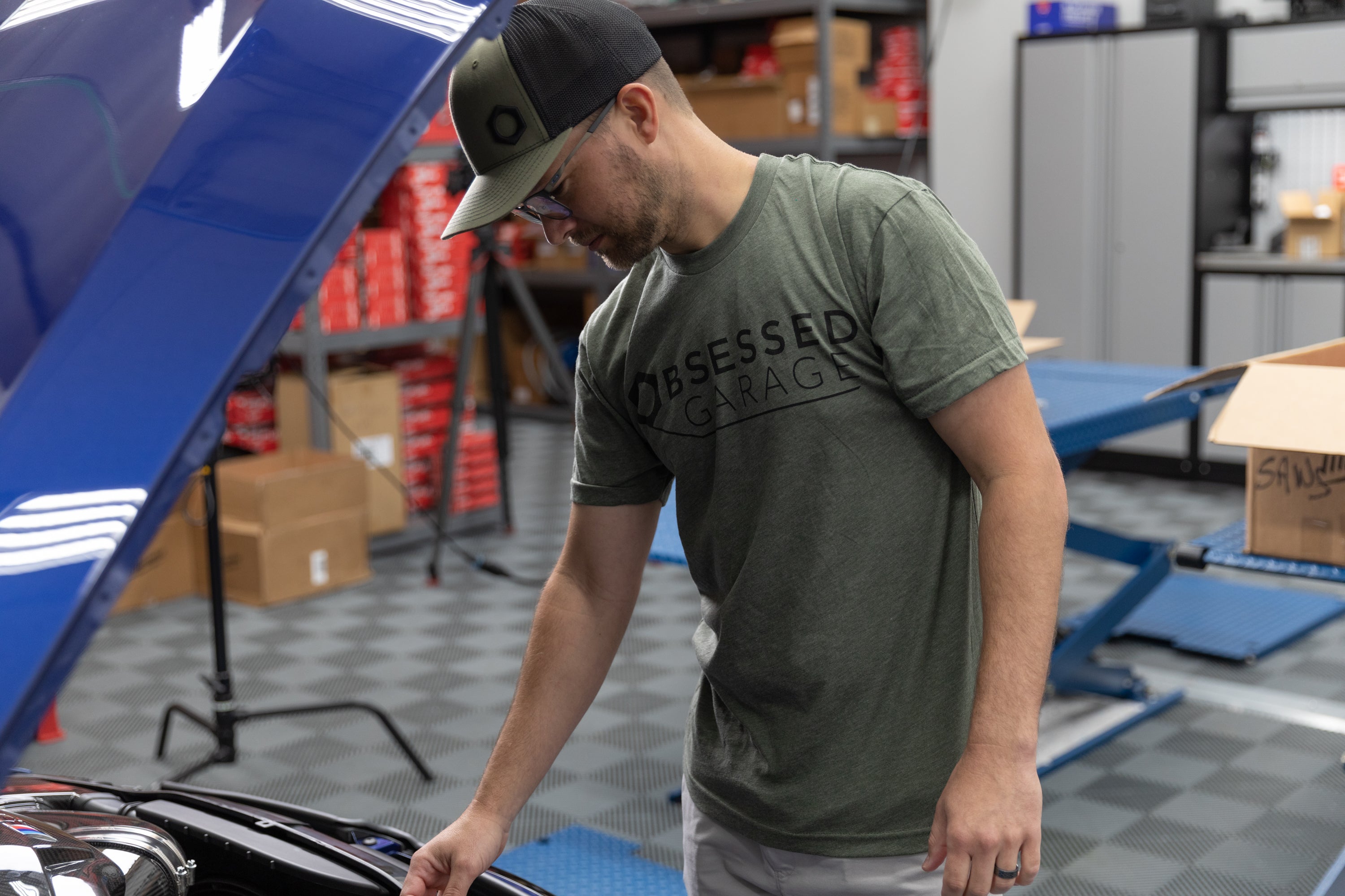 Obsessed Garage Logo T-Shirt - Premium Cotton Tee for Car Enthusiasts - Perfect for Car Shows, Meetups & Casual Wear