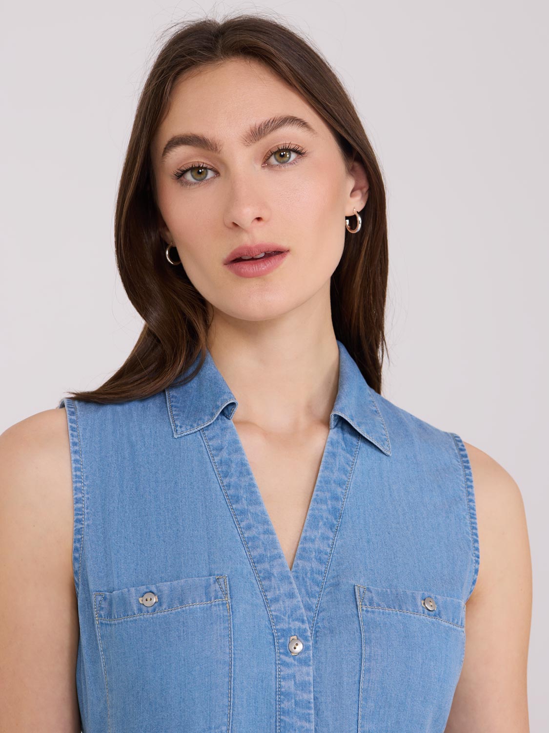 Sleeveless Button Up A-Line Midi Dress for Women - Summer Casual & Office Wear - Flowy Midi Dress for Beach, Party, and Work Outfits