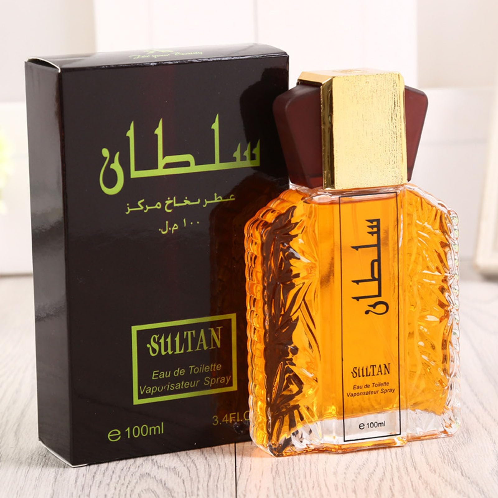 Sultan Gold Perfume Oil for Men - 3.4 Fl.oz Long Lasting Arabian Fragrance, Exotic Dubai Perfume Spray with Elegant Scent - Perfect for Date Night, Special Occasions & Daily Wear (Black Box)