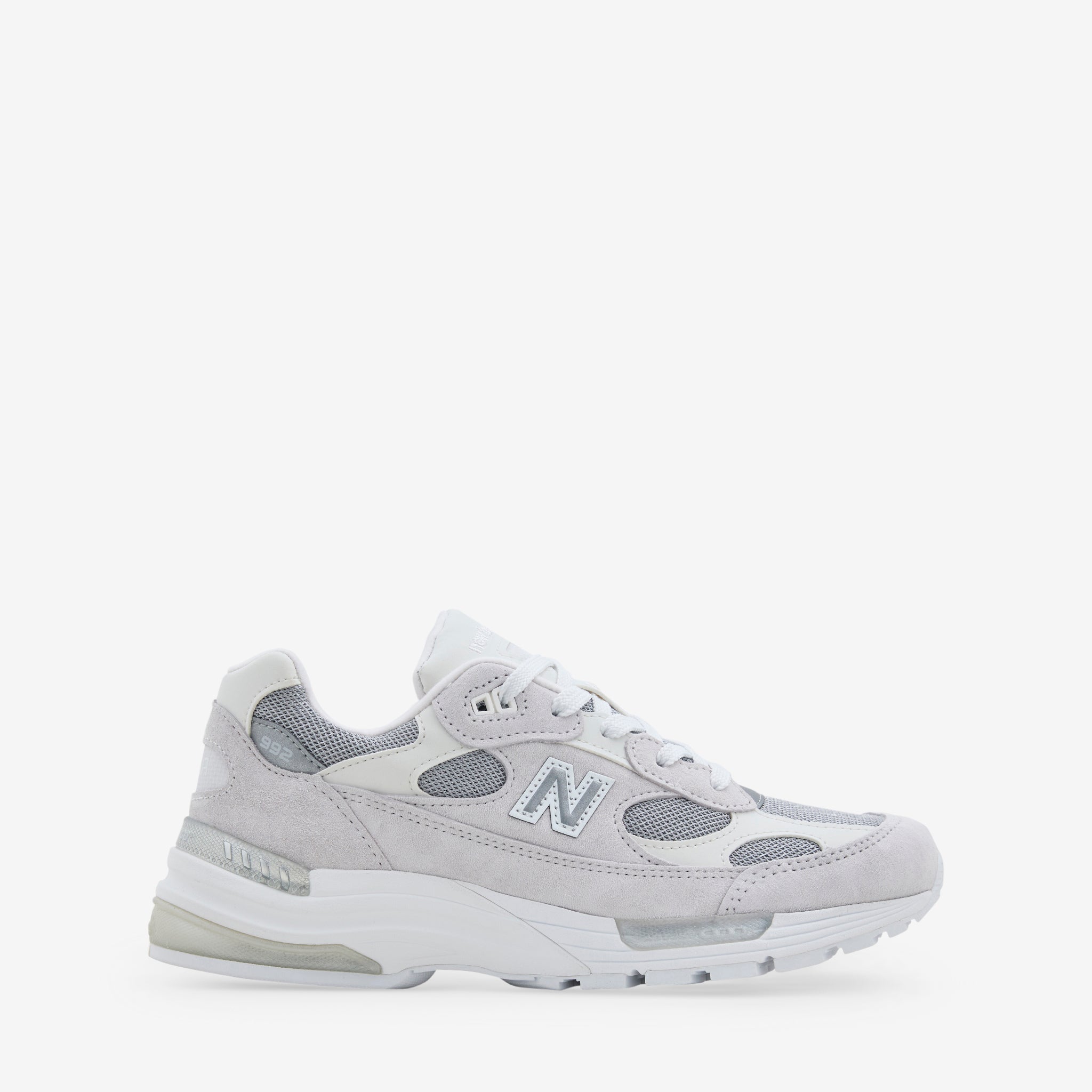 Original White 992 Sneakers | Reflective Silver Metallic Design | Made in USA | Perfect for Running, Gym & Casual Wear