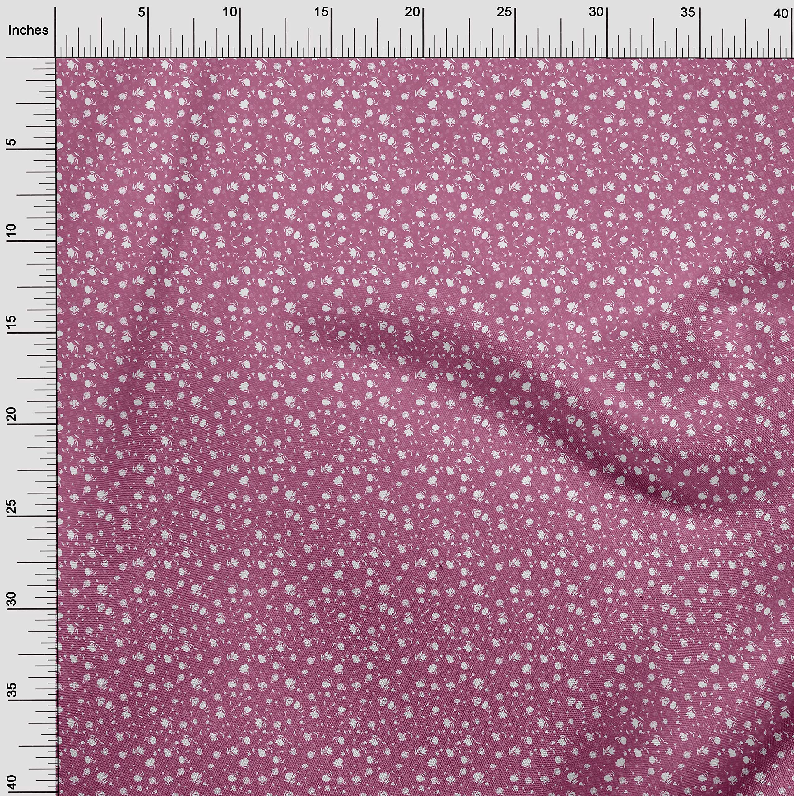 oneOone Cotton Cambric Pink Floral Print Fabric by The Yard - 42 Inch Wide Soft Dress Material for DIY Clothing, Quilting & Home Decor Projects