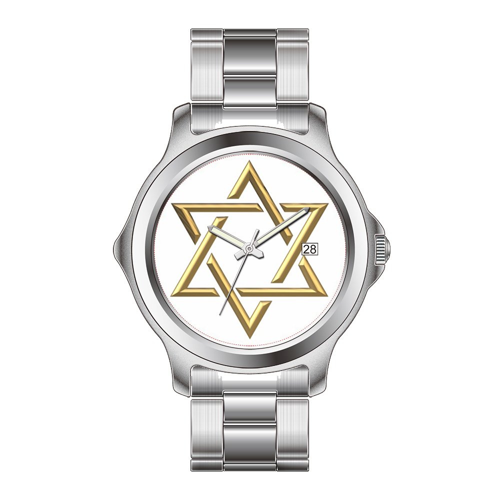 Elegant Women's Fashion Watch - Japanese Quartz Movement, Stainless Steel Bracelet with 3D Golden Star of David Design - Perfect Christmas Gift for Her - Ideal for Holidays, Parties, and Everyday Wear