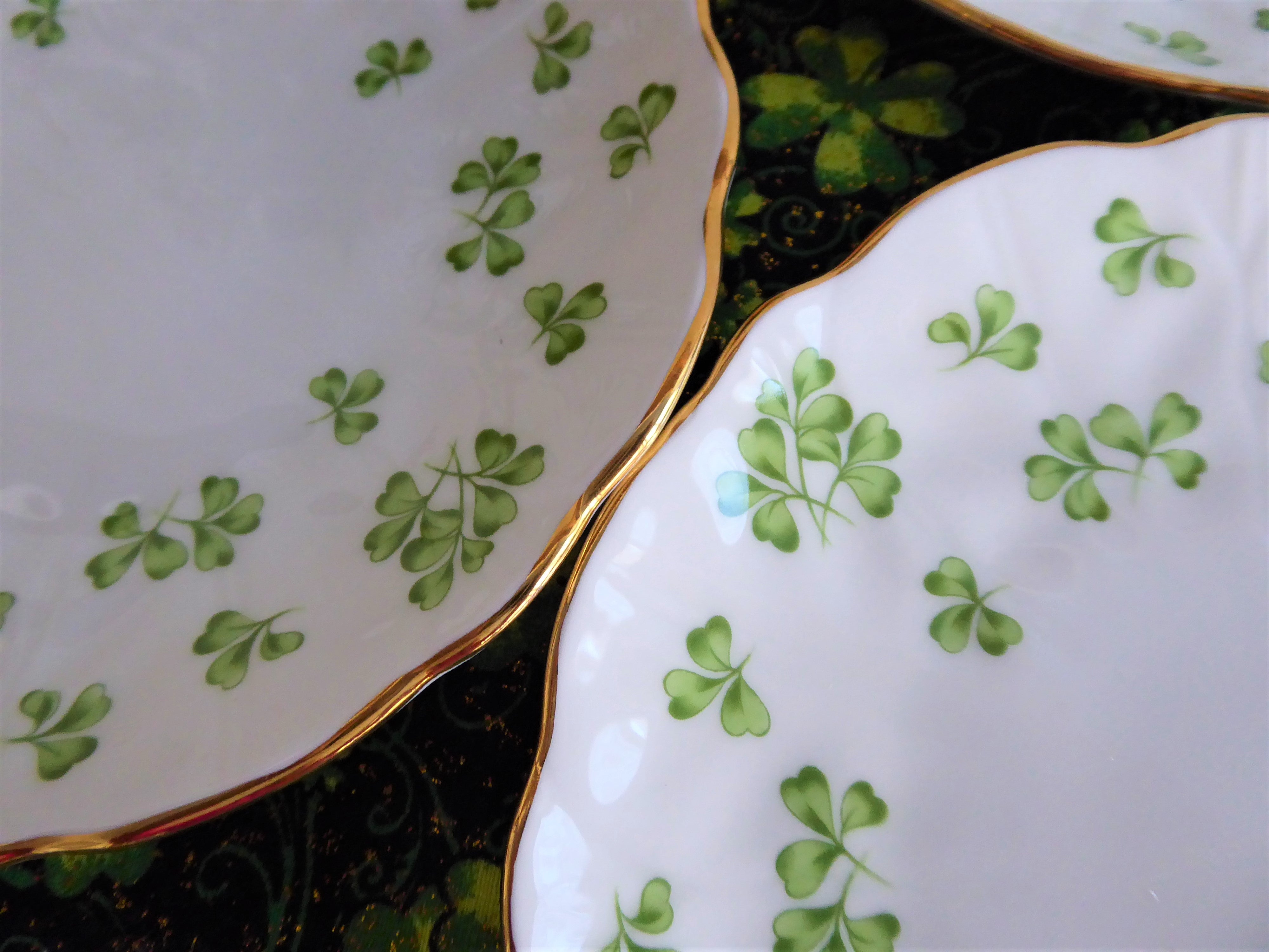 Vintage Aynsley Shamrock Set of 3 Green Irish Bone China Plates - 1950s English Dinnerware for Bread & Dessert | Perfect for St. Patrick's Day, Tea Parties & Collectible Display