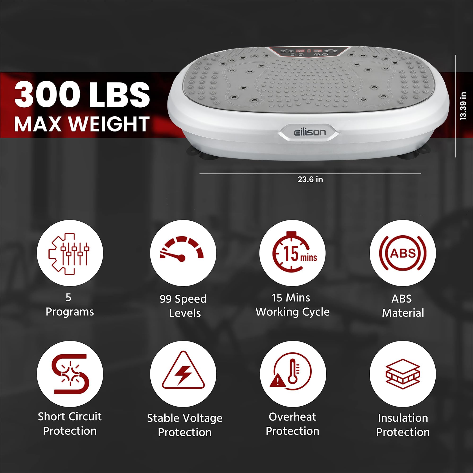 EILISON FitMax 3D XL Vibration Plate Exercise Machine - Whole Body Vibration Platform with Resistance Bands for Weight Loss, Toning & Lymphatic Drainage - Home Gym Equipment for Fitness, Recovery & Wellness - Perfect for Small Spaces & Home Workouts