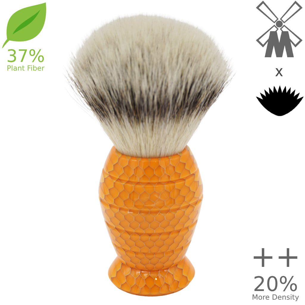 Premium 25mm Mühle STF XLarge Dense++ Synthetic Shaving Brush with 37% Plant Fiber & AP Shave Co. Honey Hive Butterscotch Handle - Perfect for Wet Shaving, Grooming, and Luxury Skincare Rituals