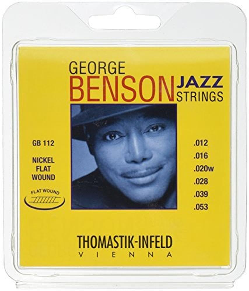 Thomastik-Infeld GB112 Jazz Guitar Strings - George Benson Signature 6-String Pure Nickel Flatwound Set (E B G D A E) | Perfect for Smooth Jazz, Blues & Studio Recording