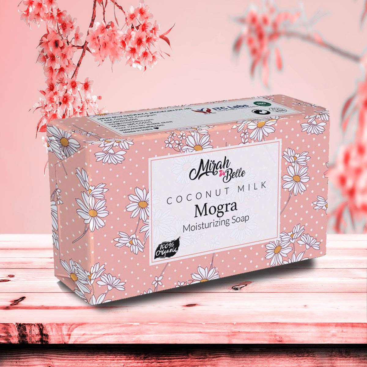 Organic Coconut Milk & Mogra Moisturizing Soap Bar for Dry, Damaged & Flaky Skin - Natural Herbal Ayurvedic Soap (Pack of 3 x 125g) - Perfect for Sensitive Skin Care & Daily Hydration