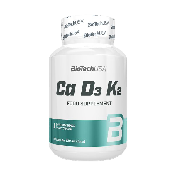 BioTechUSA Calcium Vitamin D3 & K2 Supplement - 90 Capsules for Strong Bones & Immune Support - Perfect for Adults & Seniors
