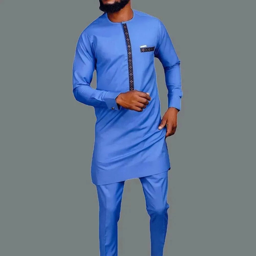 Stylish Men's African Print Two Piece Outfit - Comfortable & Trendy Colorblock Lounge Set for Casual Wear, Parties & Cultural Events