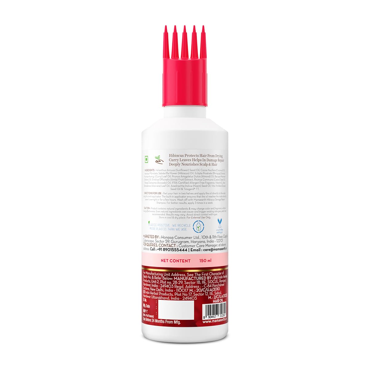 Mamaearth Hibiscus & Curry Leaves Hair Oil for Damage Repair - Strengthens & Nourishes Hair | Smooths Dry, Rough & Frizz-Free Hair | All Hair Types | 150ml | Perfect for Daily Hair Care & Deep Conditioning Treatments