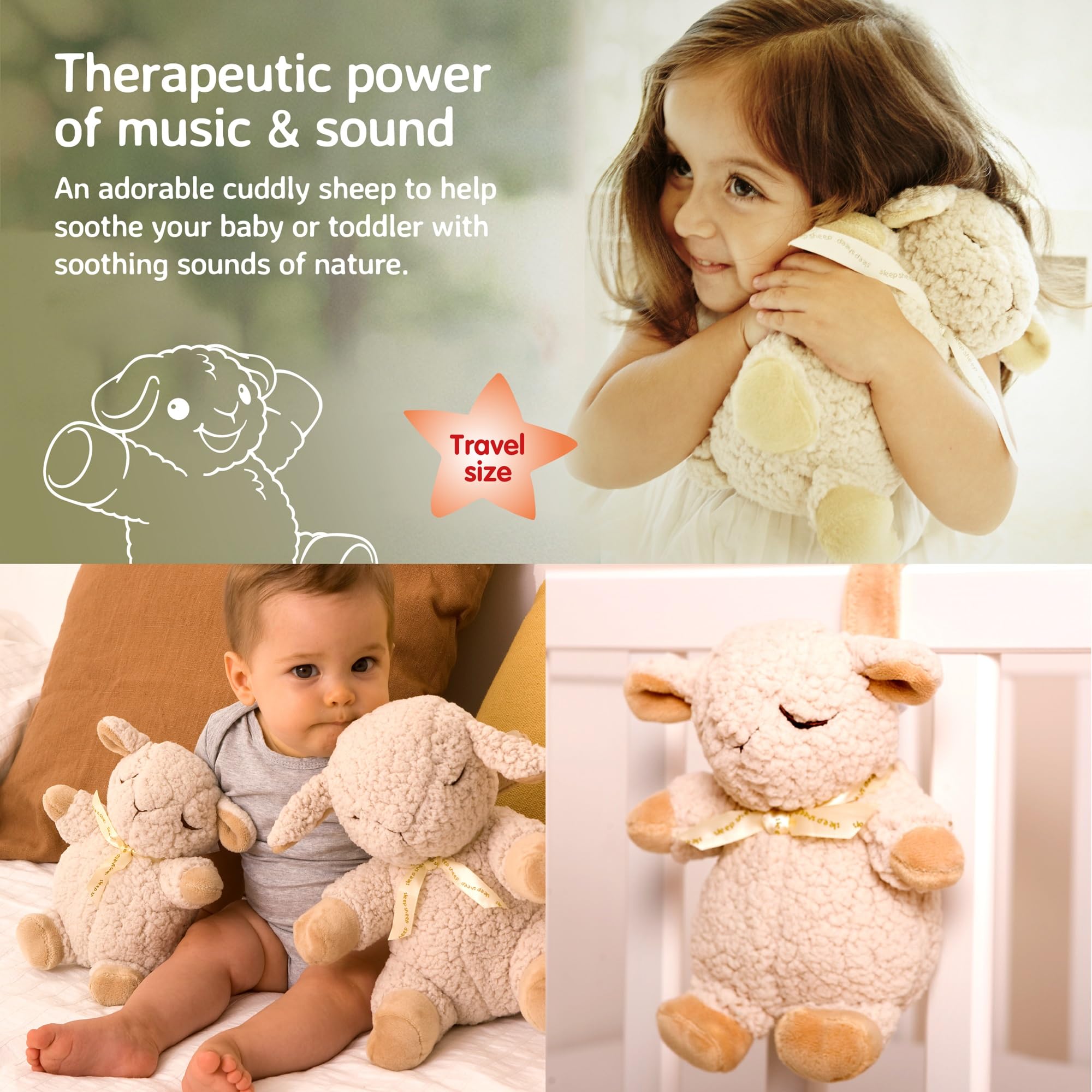 Cloud b White Noise Sound Machine for Sleep - Portable Baby Soother with Adjustable Volume & Auto-Off Timer | Perfect for Travel, Nursery, Office & Meditation | Sleep Sheep On-The-Go Sound Therapy Device