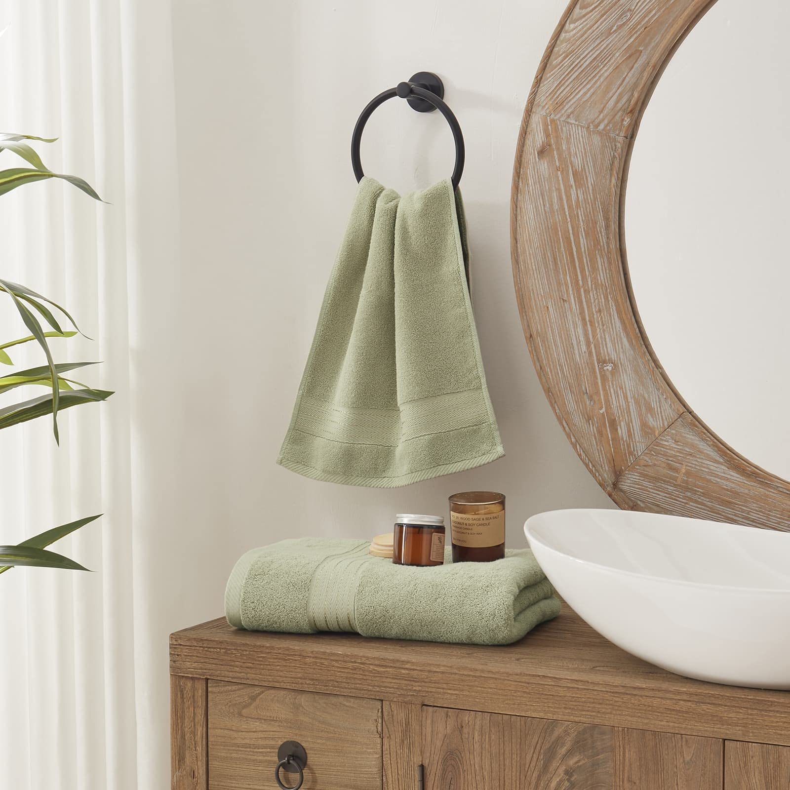 Premium 6-Piece Sage Green Bath Towel Set - 100% Turkish Cotton, Ultra Soft & Absorbent (650 GSM) - Includes 2 Bath Towels, 2 Hand Towels, 2 Washcloths - Perfect for Spa, Luxury Bathroom & Hotel Use