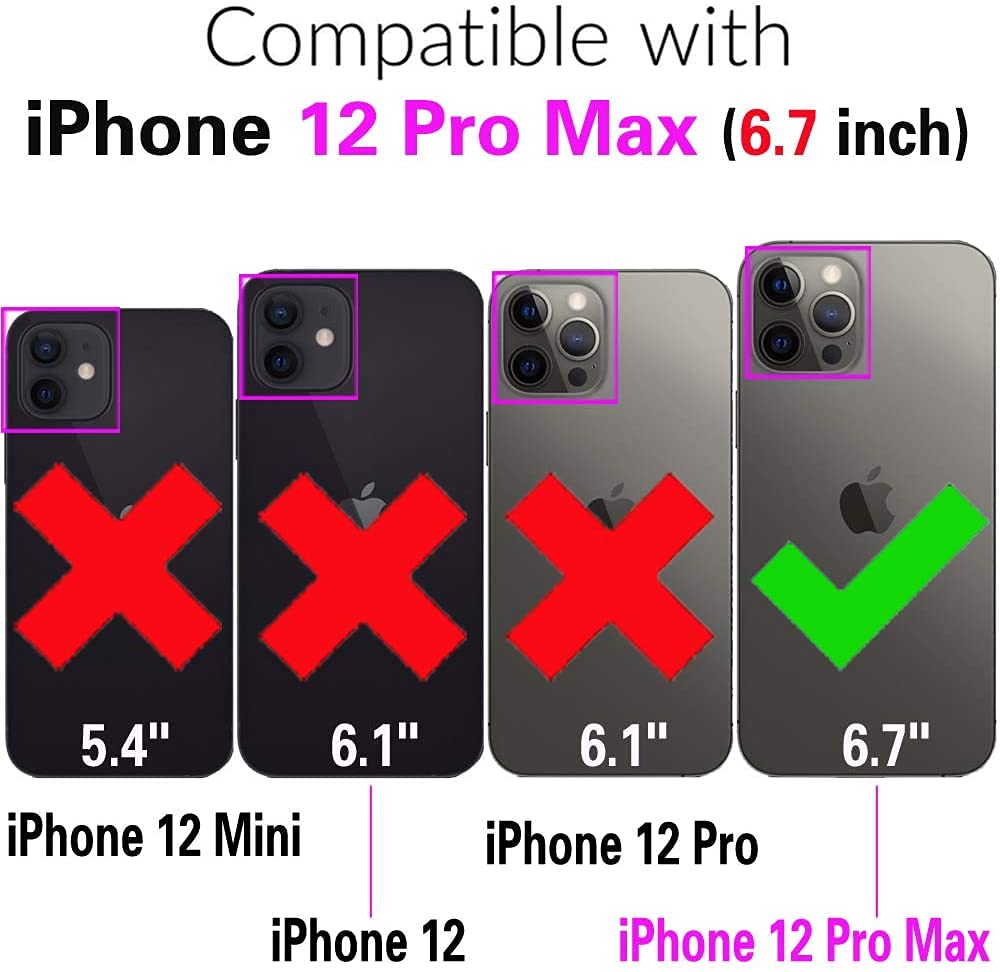 Premium iPhone 12 Pro Max Wallet Case with Tempered Glass Screen Protector - 6.7