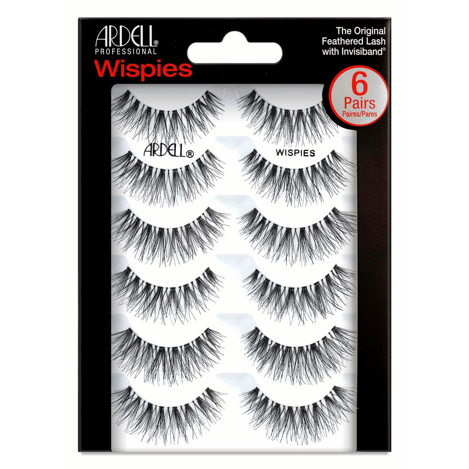 Ardell Wispies False Eyelashes 6-Pack - Black (65707) | Natural-Looking Lashes for Everyday Wear & Special Occasions