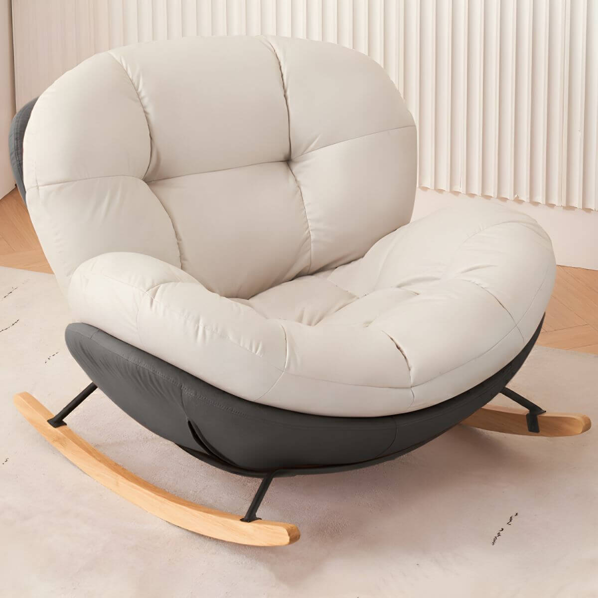 Modern Natural Wood Rocking Chair - Indoor Non-Scratch Stain-Resistant Armless Design for Living Room, Nursery & Relaxation