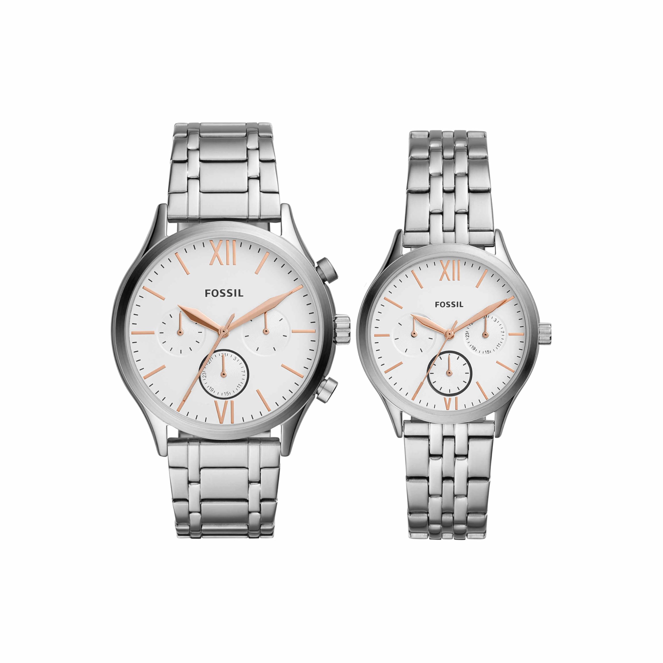 His and Her Fenmore Multifunctional Stainless Steel Watch Set - Perfect Couples Gift for Anniversary, Wedding & Valentine's Day - Waterproof & Elegant Design for Everyday Wear