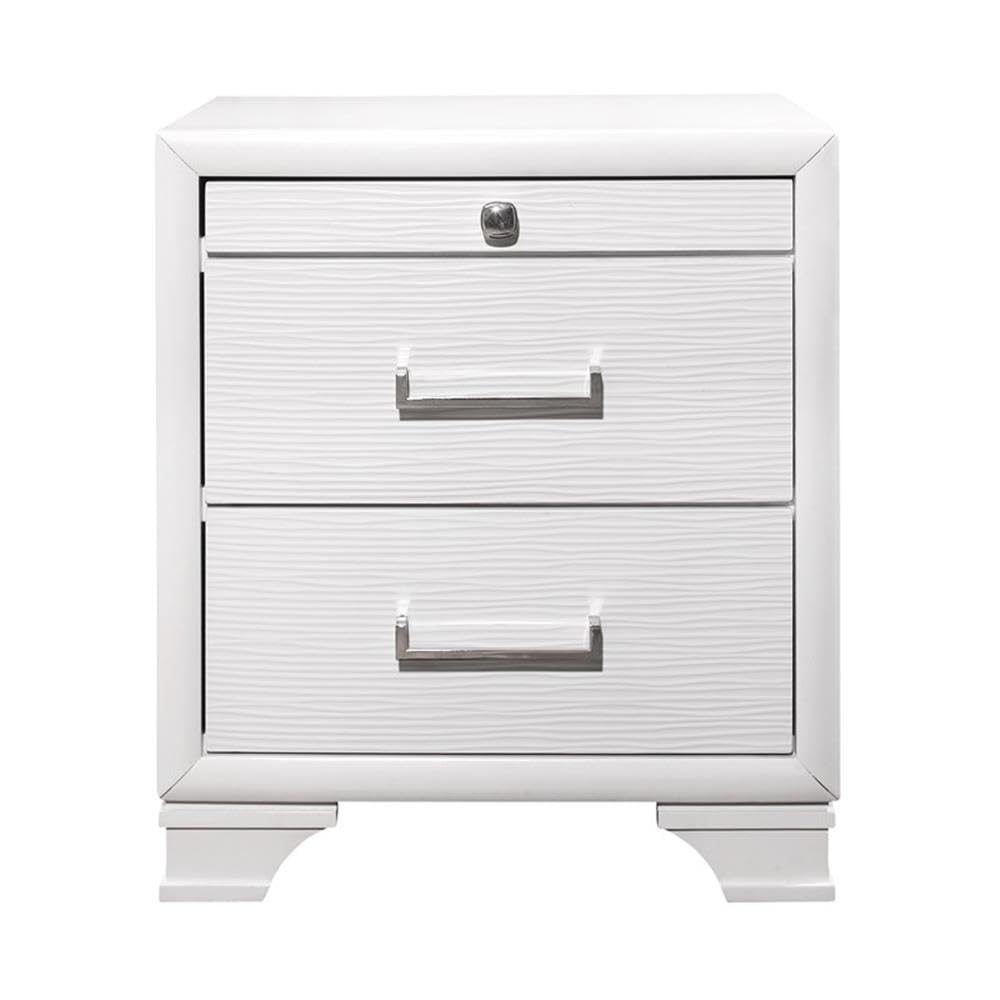 Jordyn Textured White Nightstand - Modern Bedside Table with Drawer for Bedroom, Living Room & Office | Global Furniture USA