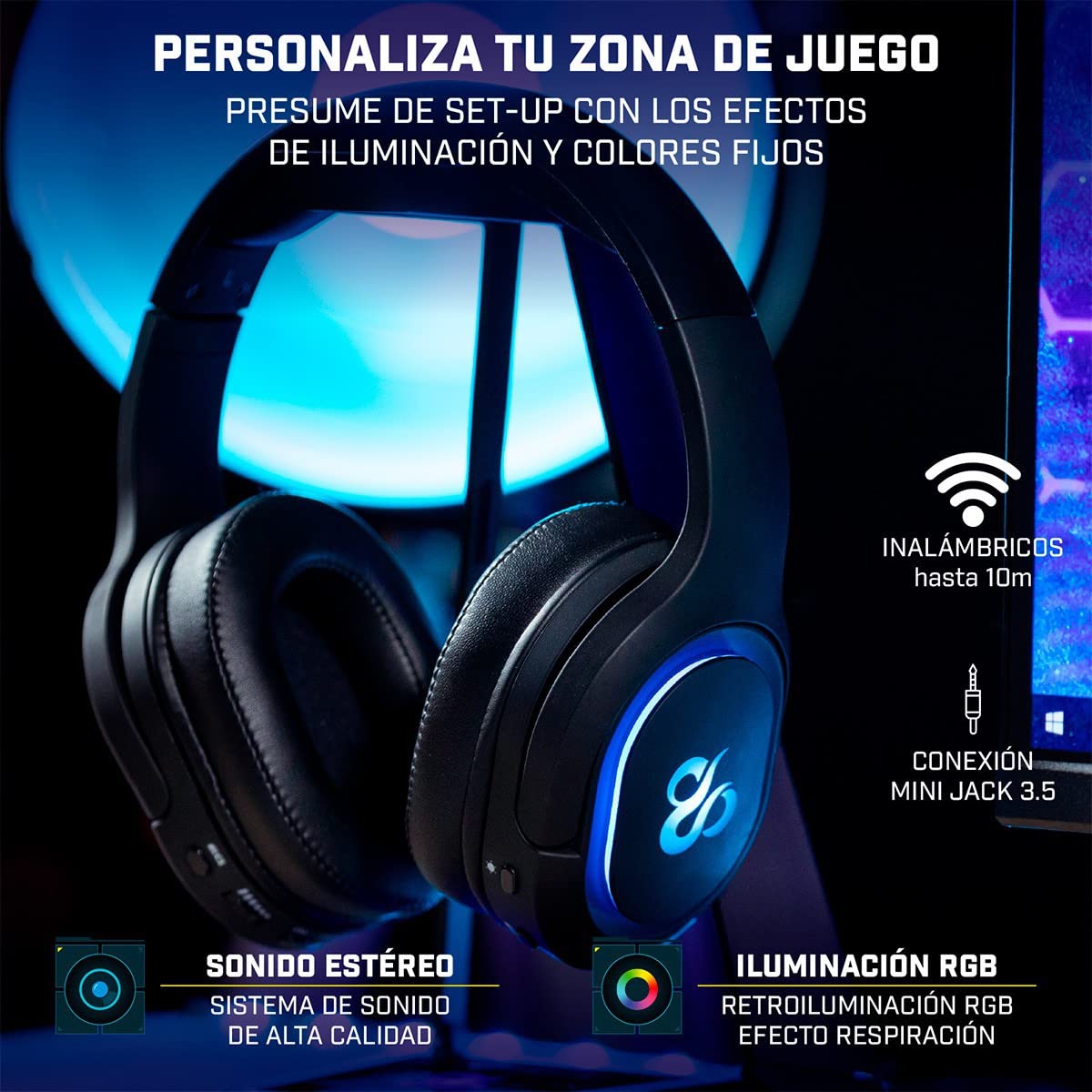 Newskill Scylla Wireless Gaming Headset with Detachable Mic - RGB Lighting, Noise Cancelling - Compatible with PC, PS4, Xbox One, Switch & Smartphone - Perfect for Esports, Streaming & Online Gaming