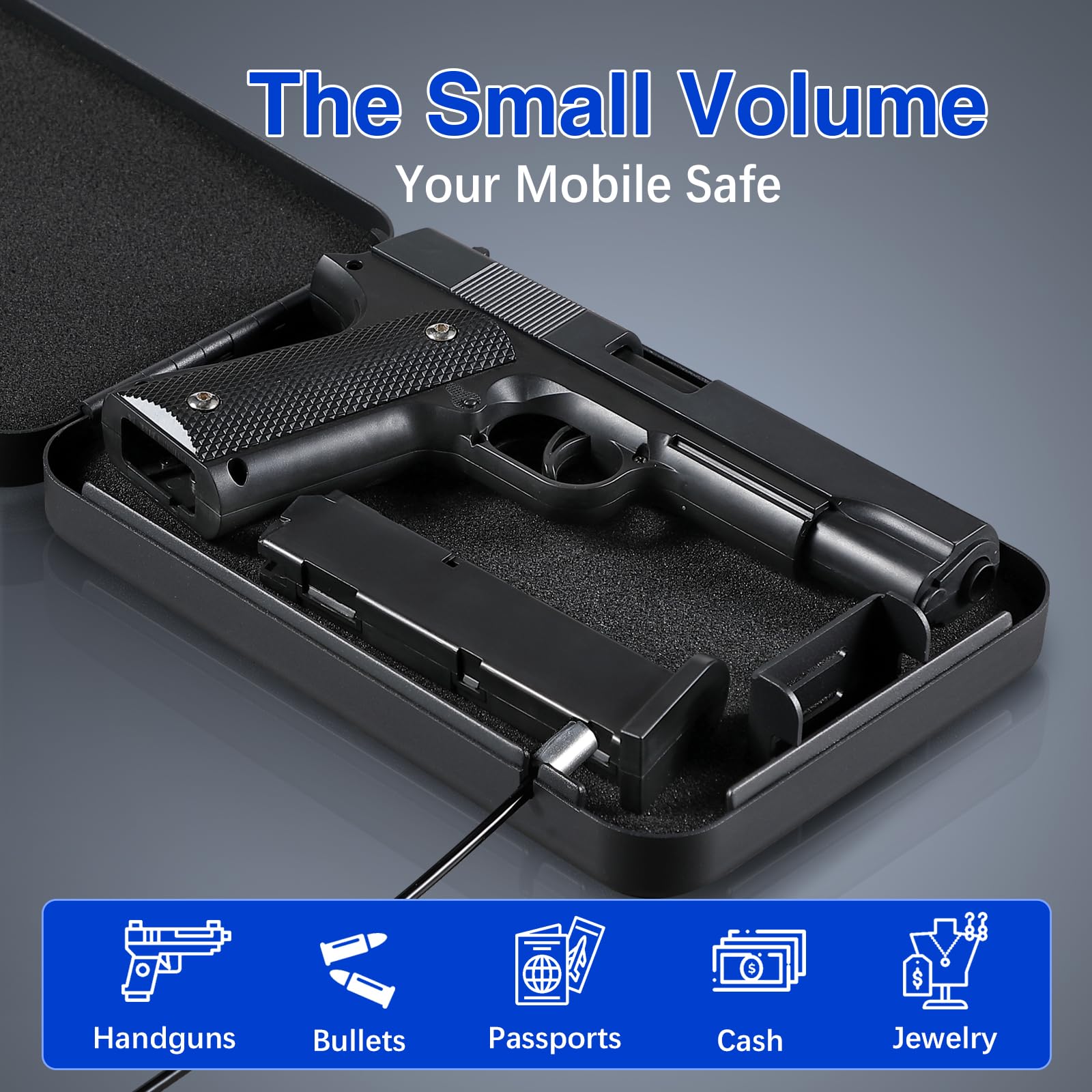 Portable Gun Safe with Combination Lock - Quick Access Handgun Lock Box for Pistols & Valuables - Car, Travel, Home & Nightstand Security Safe for Personal Protection & Emergency Use