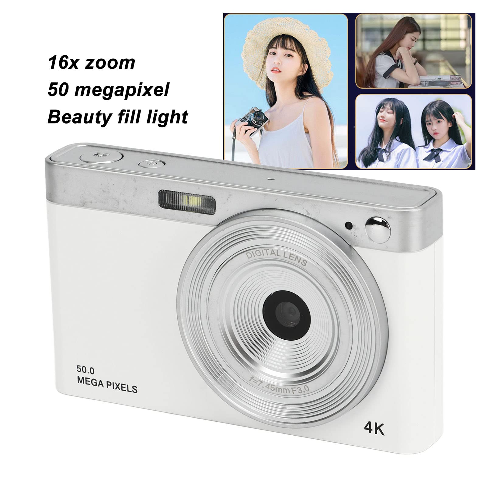 4K Digital Camera with 50MP & 1080P HD - 16x Zoom Anti-Shake Vlogging Camera | Compact & Portable Travel Camera for YouTube, Blogging & Outdoor Photography