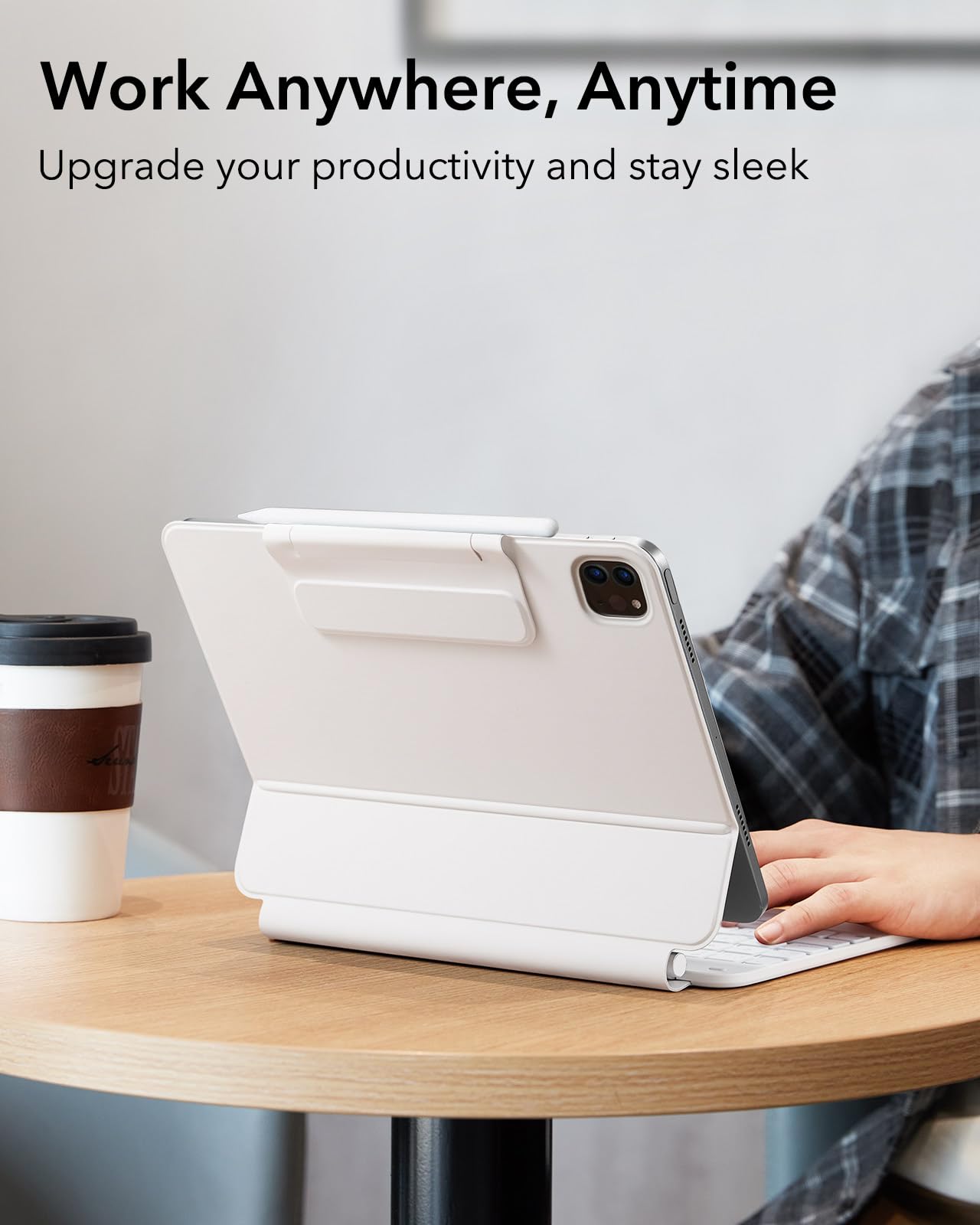 ESR Magnetic Keyboard Case for iPad Air 11 (M2, 2024) & iPad Pro 11 - Compatible with iPad Air 6/5/4 - Slim Protective Cover with Floating Cantilever Stand & Multi-Touch Trackpad - Perfect for Work, Travel & Home Office (White)