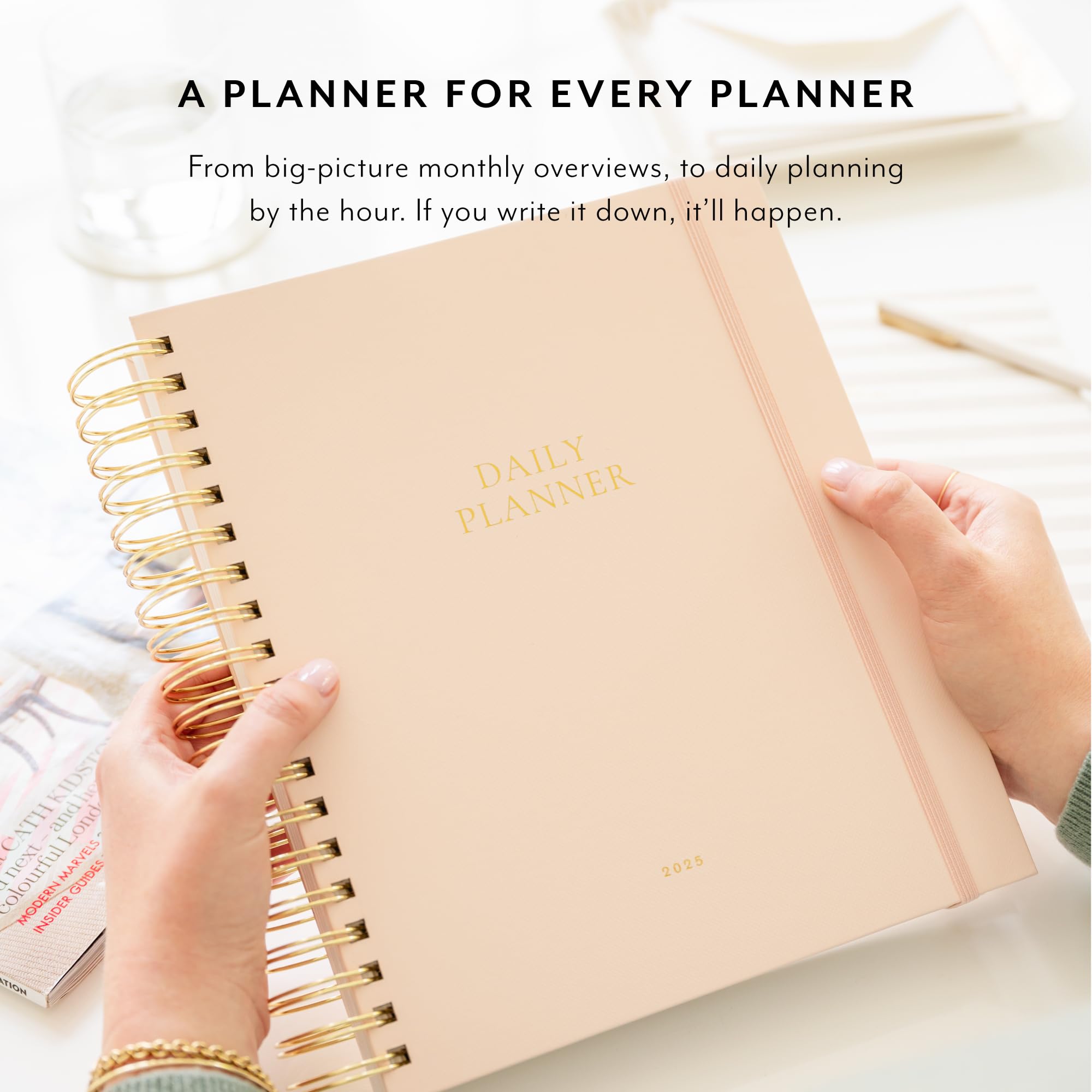 Sugar Paper 2025 Daily Spiral Planner - January to December 12-Month Calendar with Hourly Format, 7.75