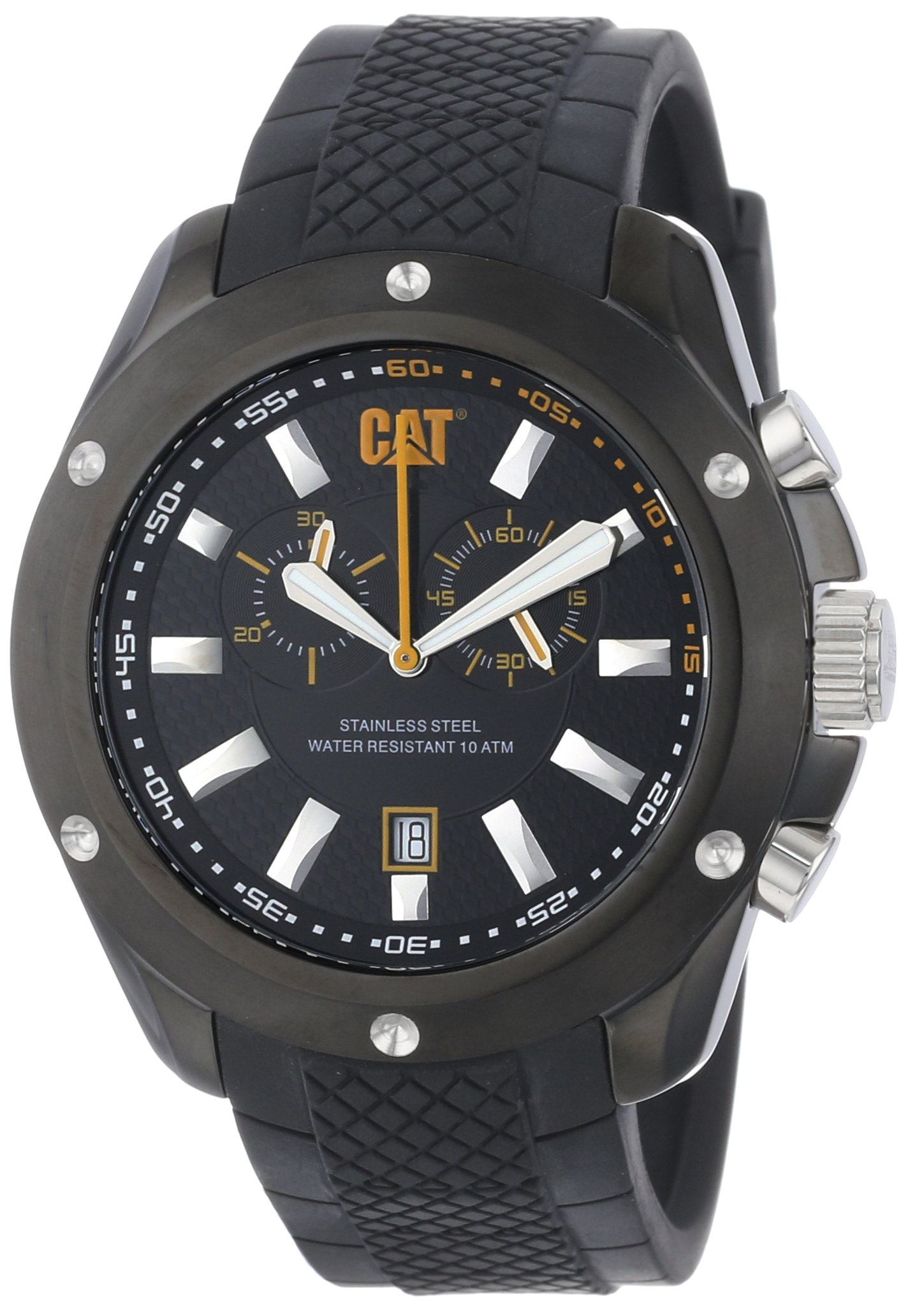 CAT WATCHES Men's Chronograph Black Analog Watch with Black Rubber Strap - Water Resistant, Durable for Outdoor, Sports & Casual Wear