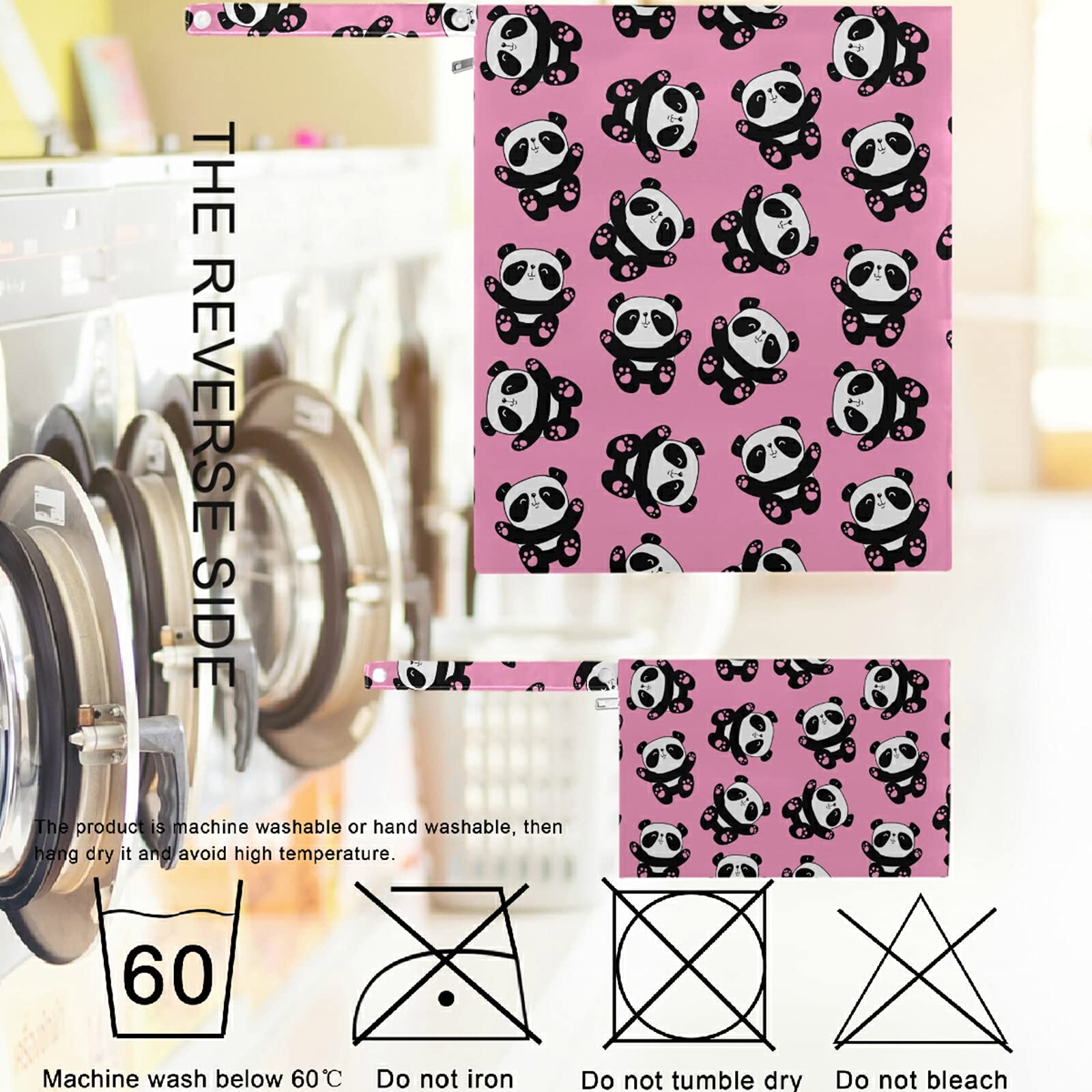Visesunny 2-Pack Cute Panda Wet Bags with Zipper Pockets - Reusable Washable Waterproof Diaper Bag for Baby Care, Travel, Beach & Gym - Perfect for Strollers, Daycare, Swimsuits & Toiletries Organization