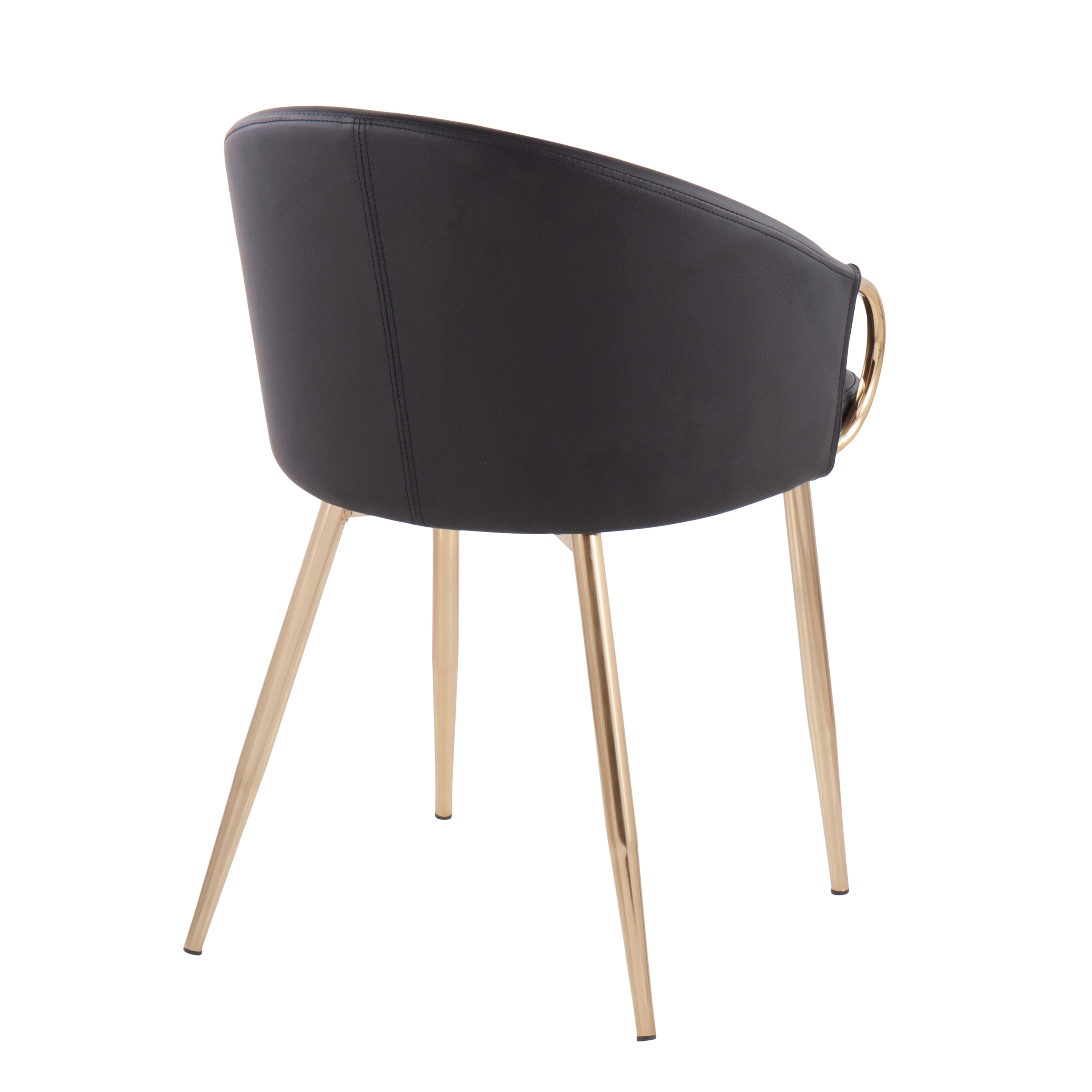 LumiSource Claire Modern Glam Accent Chairs - Set of 2 Gold Metal Frame with Black Faux Leather Upholstery - Perfect for Living Room, Bedroom or Office Decor