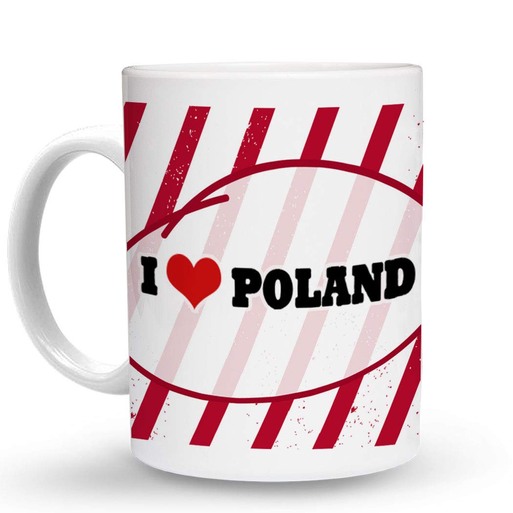 I LOVE POLAND 11 Oz Ceramic Coffee Mug - Unique Polish Themed Coffee Cup for Home, Office & Gifts - Perfect for Morning Coffee, Tea or Hot Chocolate