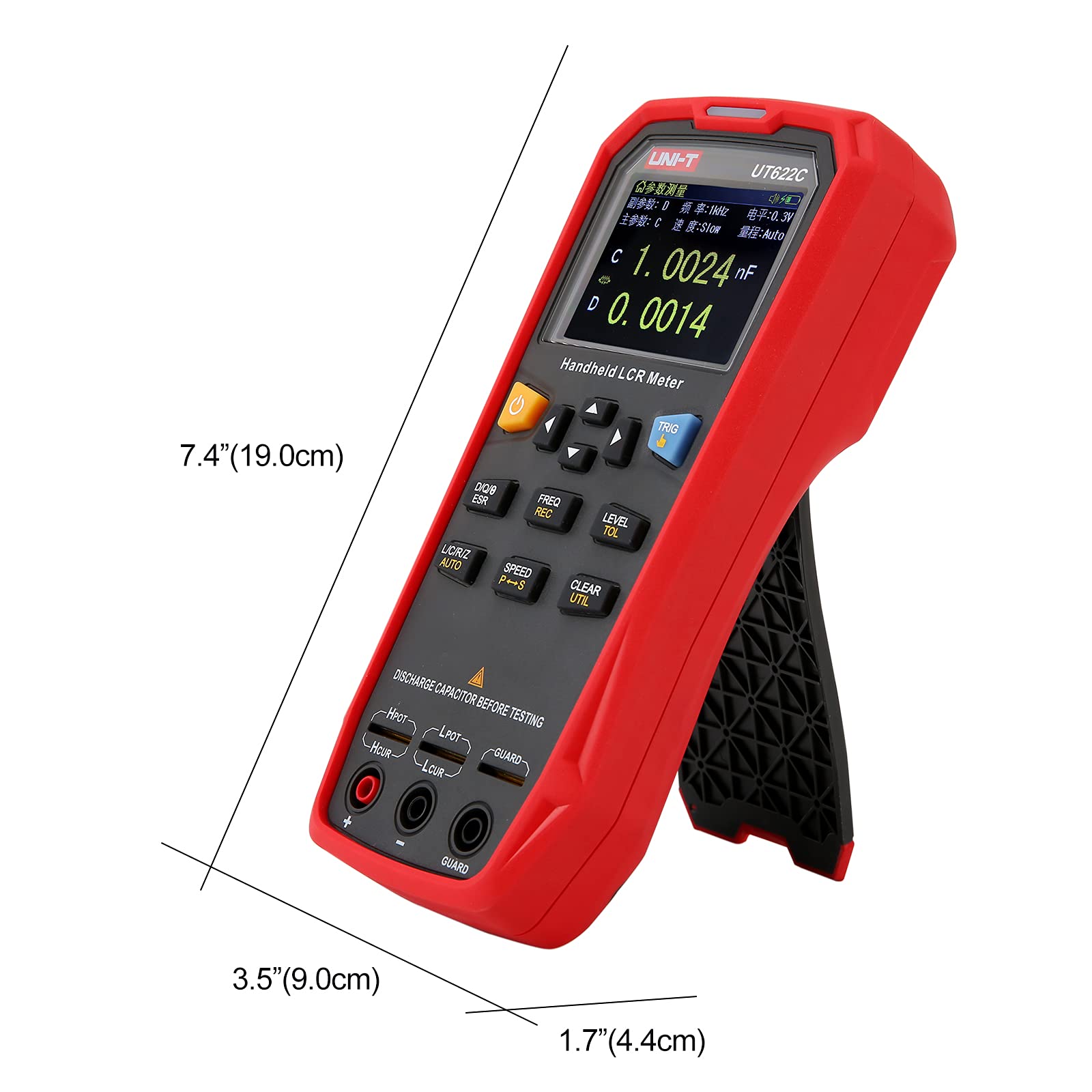 UNI-T UT622C Digital LCR Meter - Handheld Inductance Capacitance Resistance Tester with High Precision, Backlight & Data Hold | ESR Ohm Frequency Measurement for Industrial Components & Capacitor Testing (Perfect for Electronics Repair, Lab Testing & Quality Control)